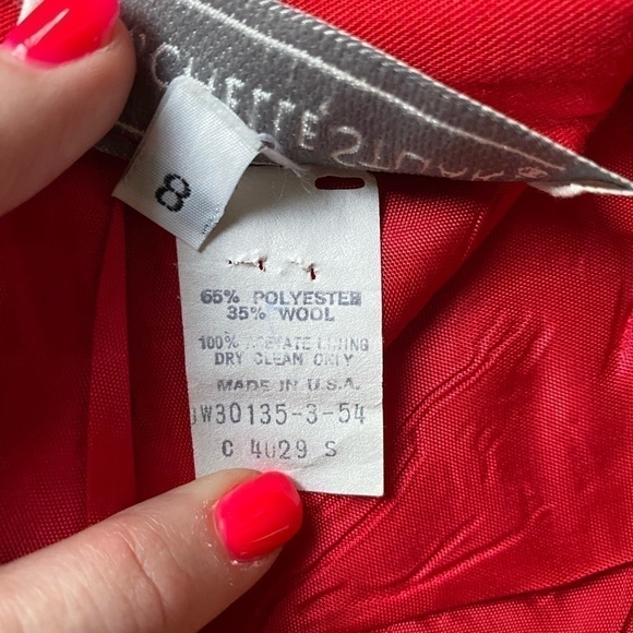 VINTAGE Michelle Stuart Red High-Waisted Wool Blend Pencil Skirt | Size 8 - Picture 9 of 9